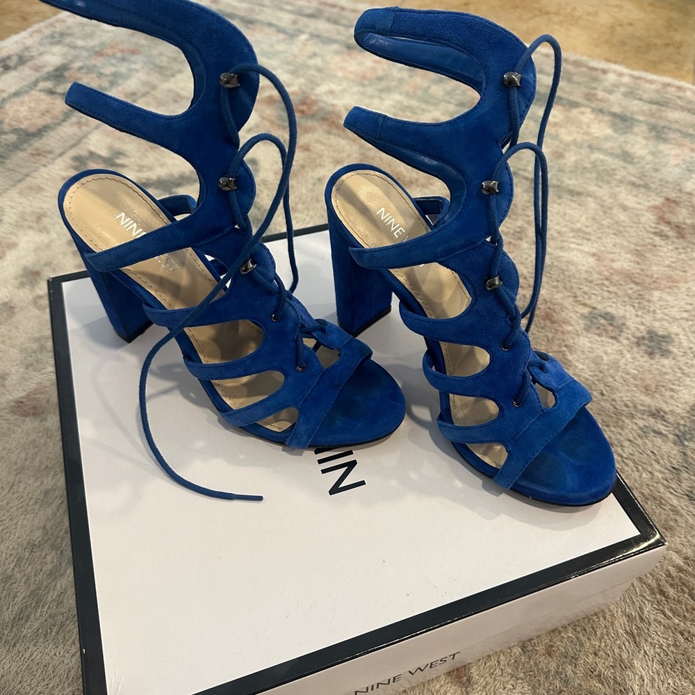 Nine West Women's Blue Heeled Sandals - Picture 2 of 5